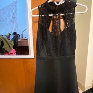 Vestique Black Lace Skater Dress